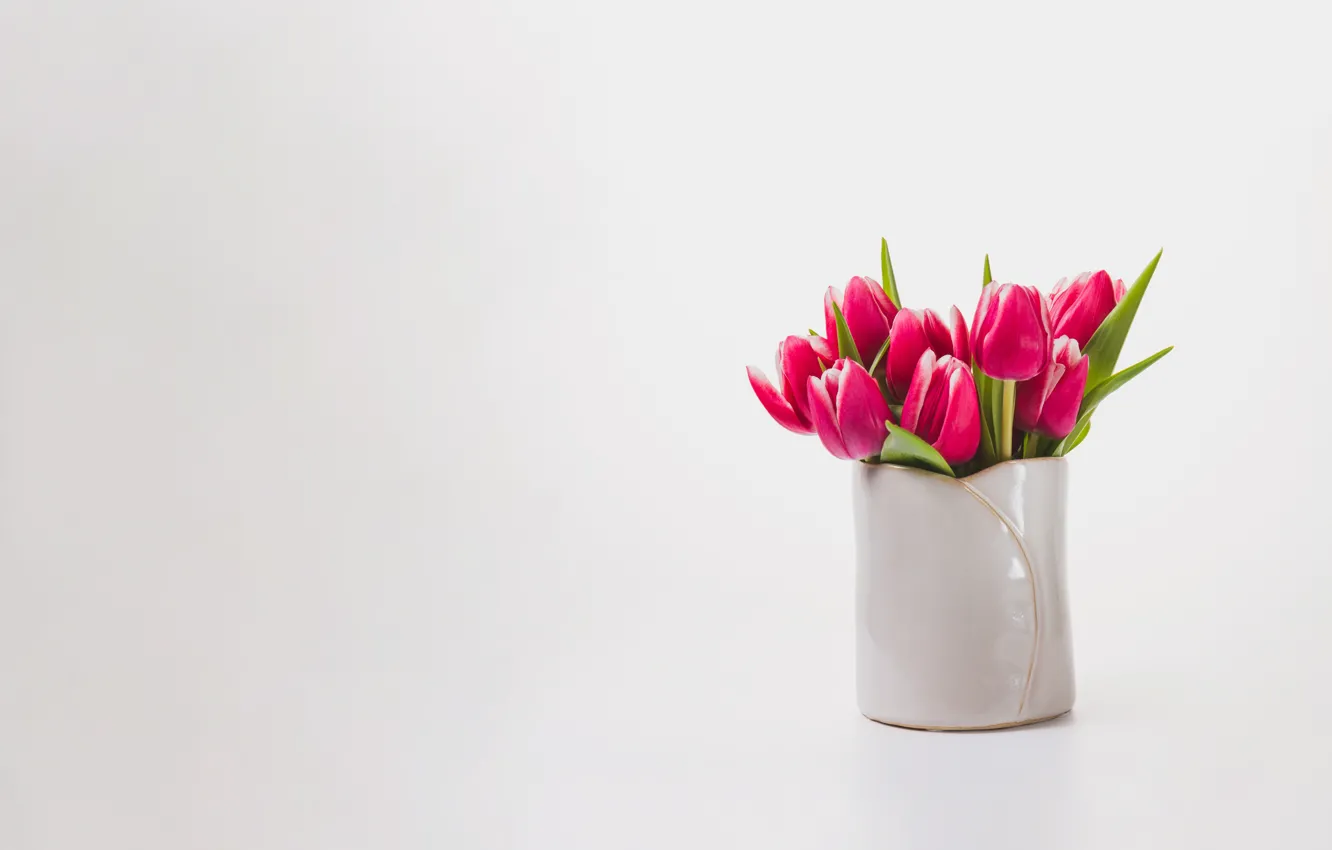 Фото обои фон, букет, весна, тюльпаны, ваза