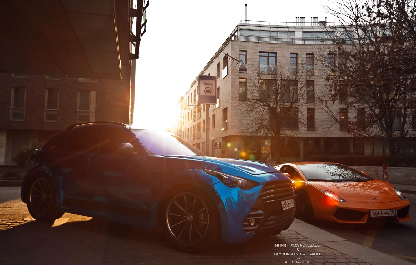 Фото обои машина, солнце, Lamborghini, фотограф, Infiniti, auto, photography, photographer