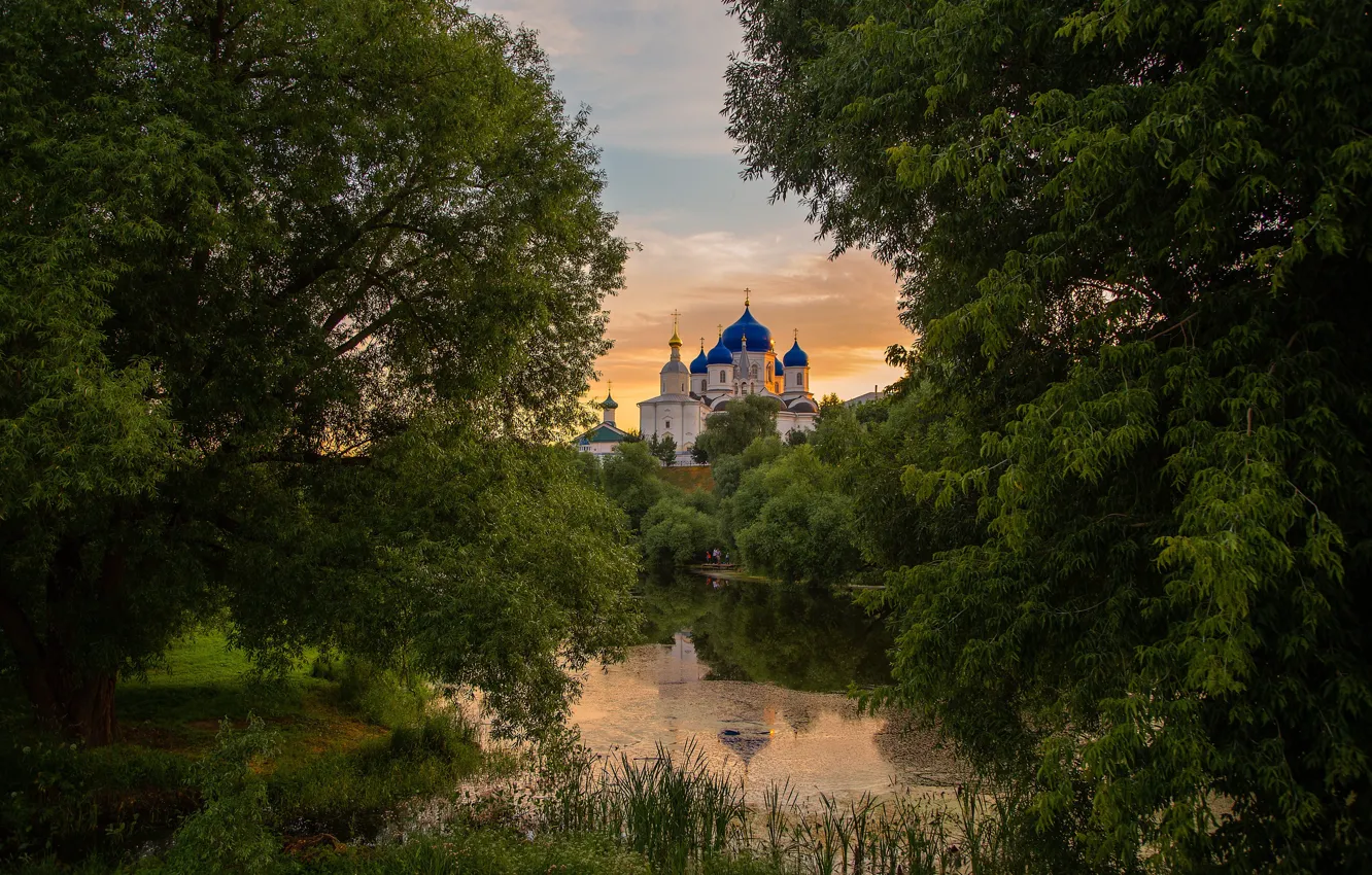Фото обои пейзаж, природа, река, село, Боголюбово, Борисоглебский монастырь, Ирина Ларина