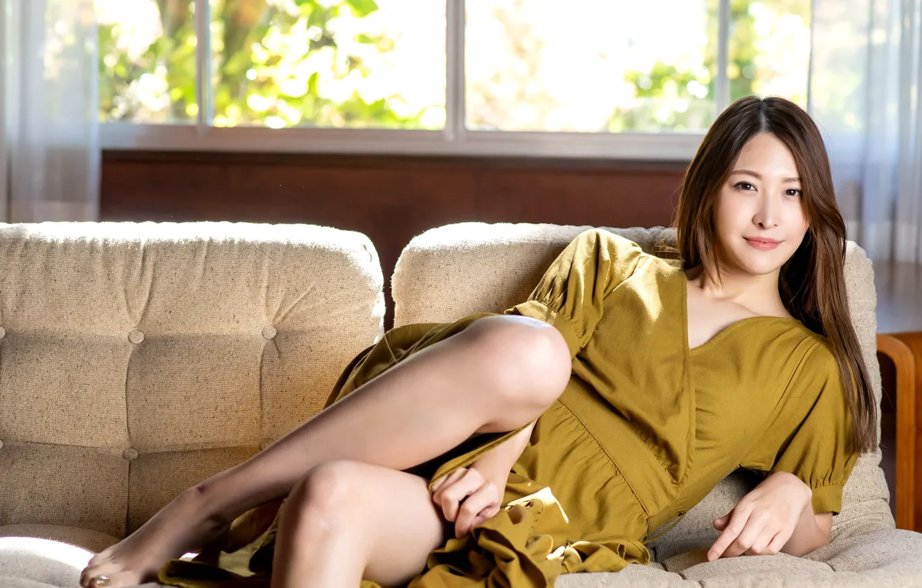 Фото обои Model, Woman, Sofa, Pretty, Japanese, Mai Kanami