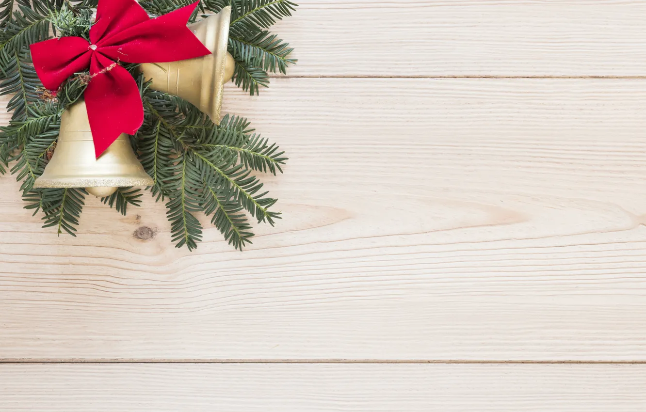 Фото обои украшения, Новый Год, Рождество, колокольчики, Christmas, wood, New Year, decoration