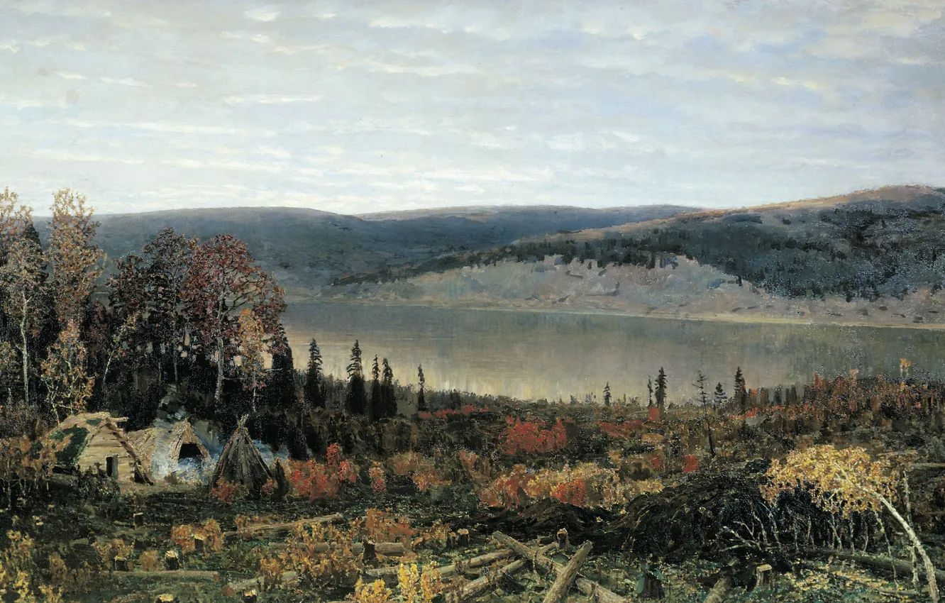 Фото обои природа, масло, Кама, 1895, Аполлинарий ВАСНЕЦОВ, (1856-1933), Холс