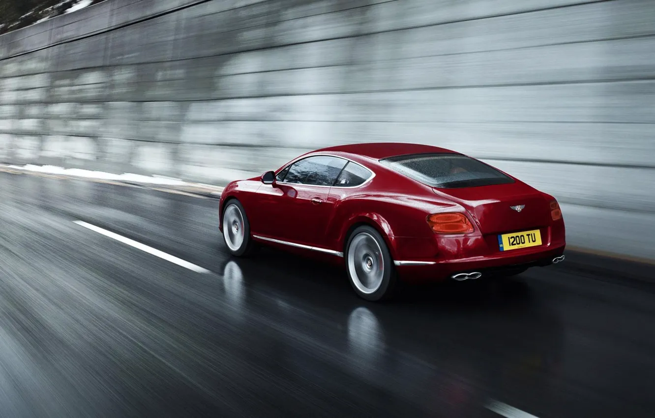 Фото обои скорость, Красный, Автомобили, Bentley Continental 2012