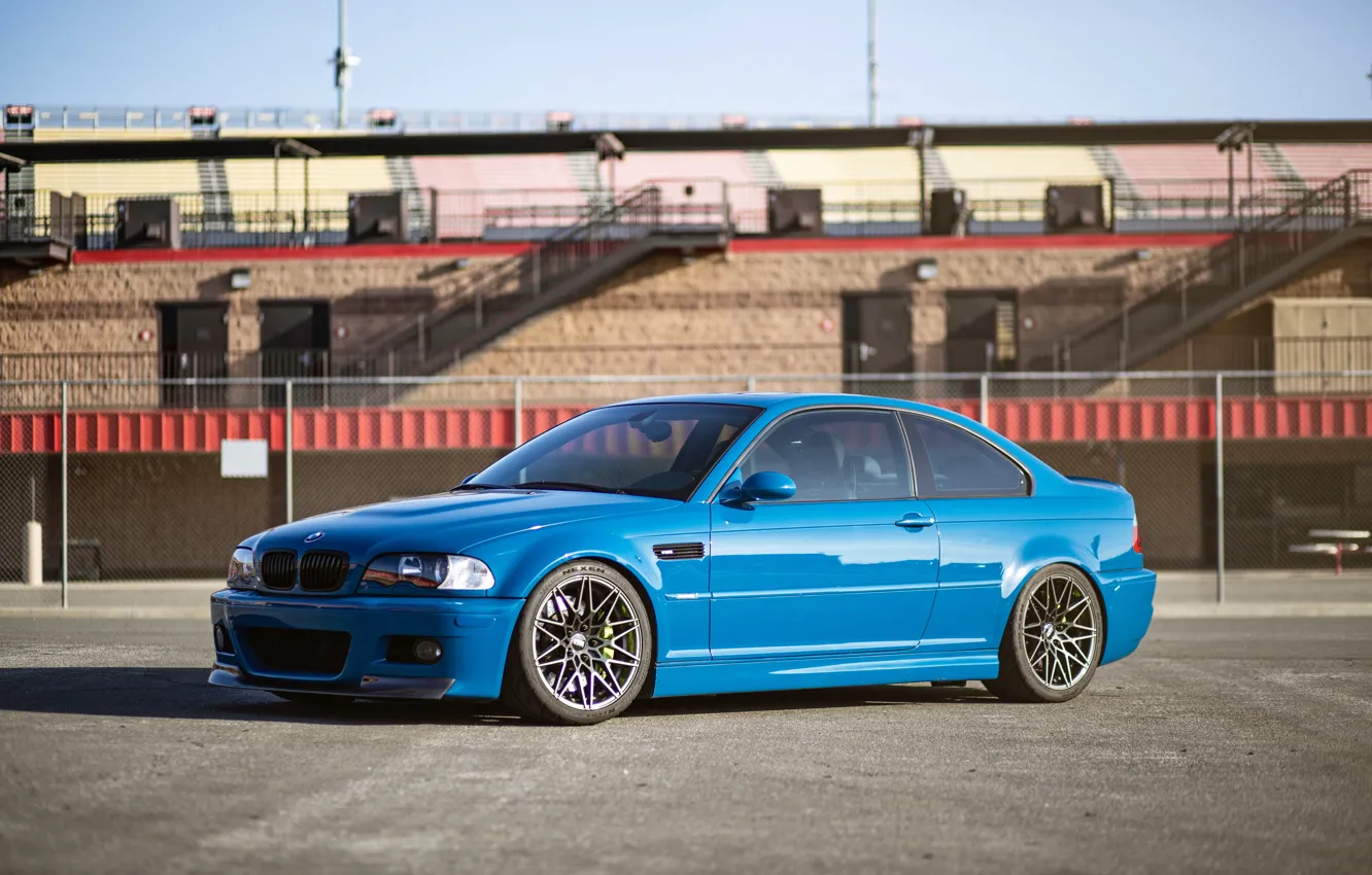 Фото обои BMW, Blue, E46, Fencing, M3