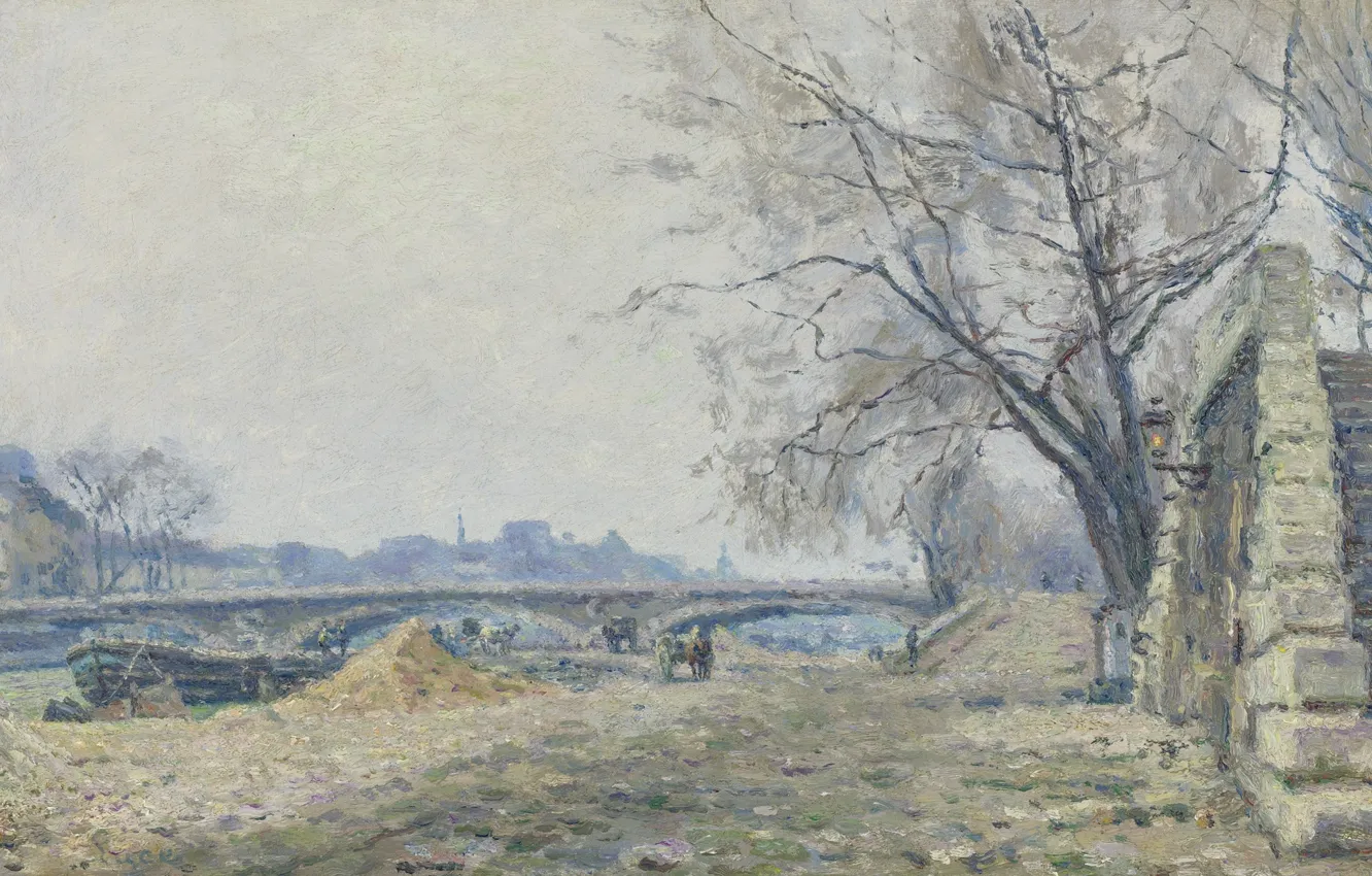 Фото обои пейзаж, картина, 1884, Максимильен Люс, Maximilien Luce, Мост Сольферино