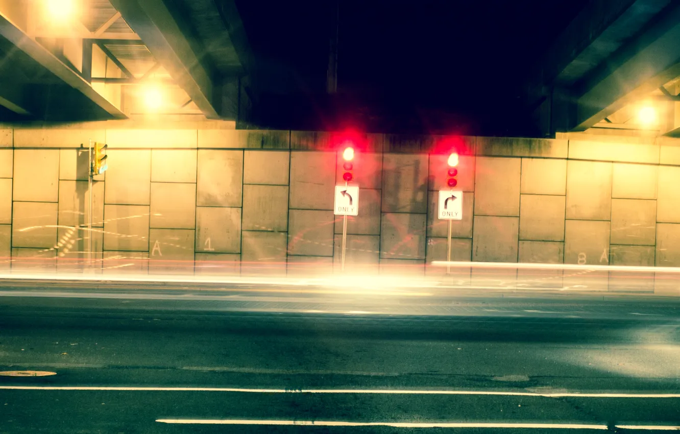 Фото обои car, light, cars, night, traffic light