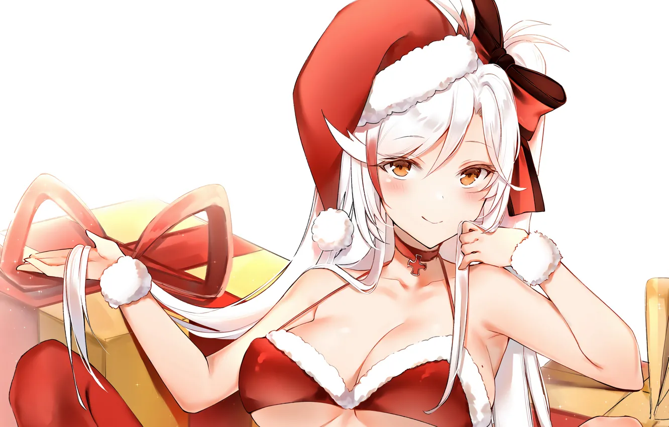 Фото обои girl, sexy, bra, cleavage, long hair, boobs, anime, beautiful
