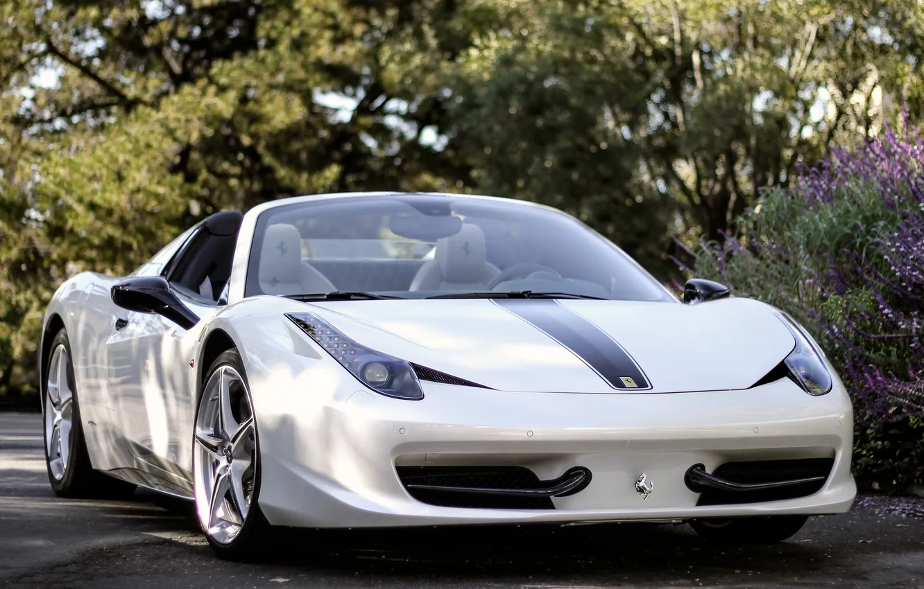 Фото обои белый, Ferrari, white, кабриолет, феррари, 458, italia, италия