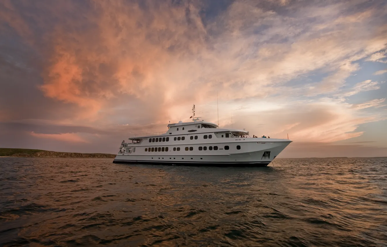 Фото обои море, вечер, яхта, luxury, yacht, motor