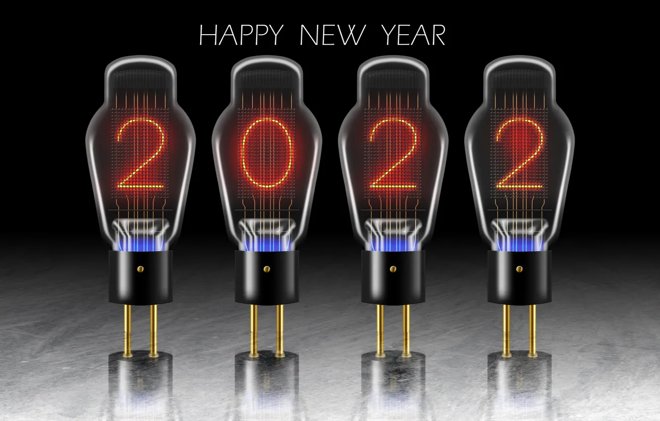 Фото обои праздник, новый год, цифры, Happy New Year, с новым годом, Merry Christmas, 2022, радиолампы