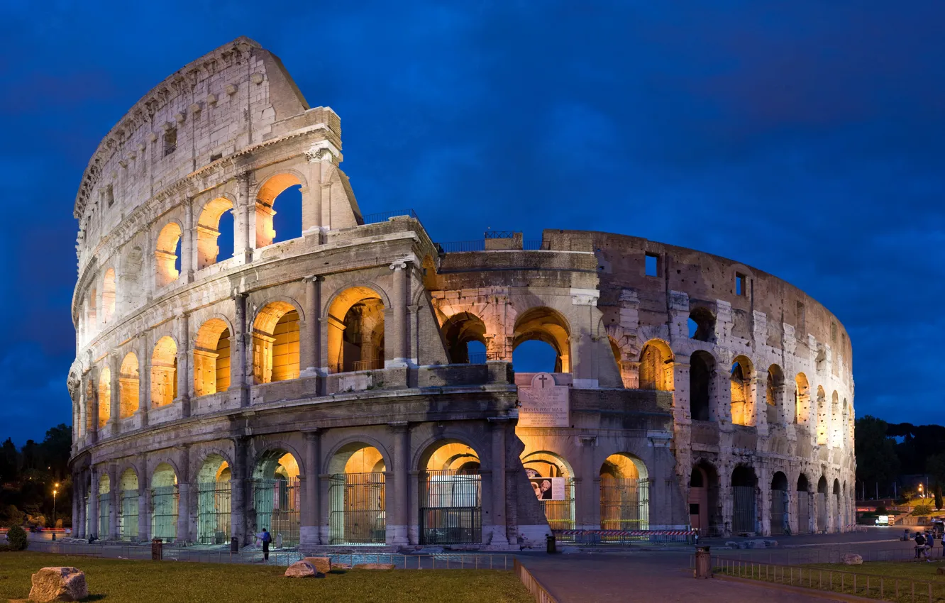 Фото обои небо, вечер, Рим, Колизей, Италия, Colosseum, Rome