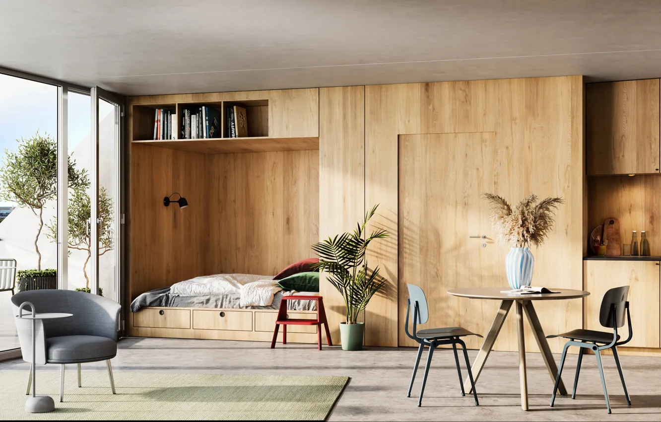 Фото обои дизайн, стиль, интерьер, жилое пространство, Denmark, housing for one, Esbjerg