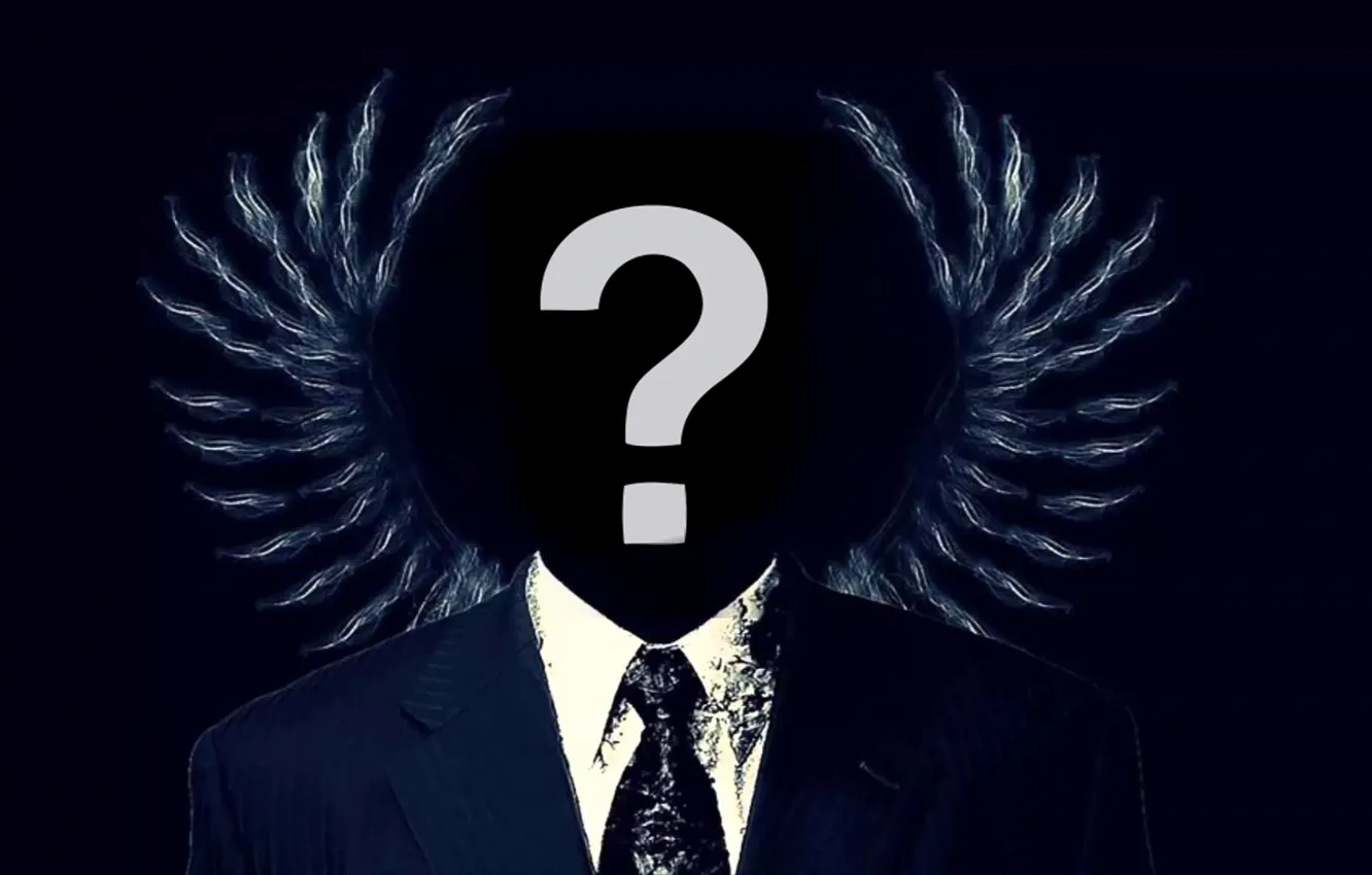 Фото обои крылья, Hacker, anonymous, хакер, вопросителный знак, asa, анонимусы