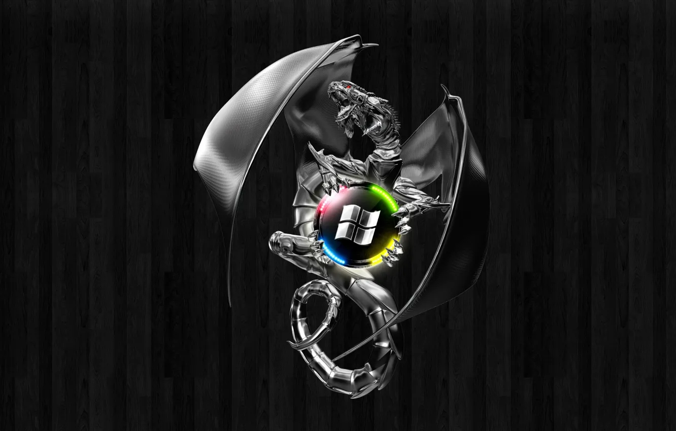 Фото обои дракон, windows, logo