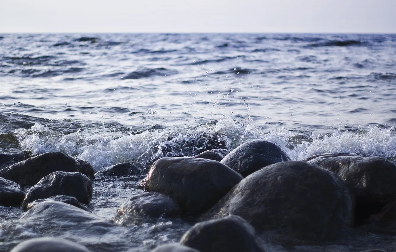 Фото обои море, камни, волна, залив, финский