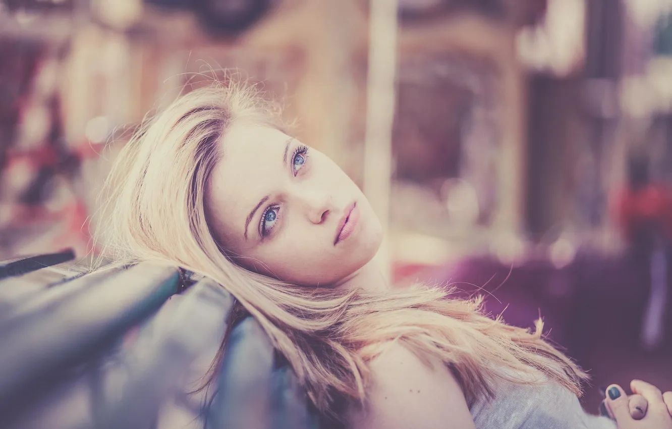 Фото обои портрет, girl, голубоглазая