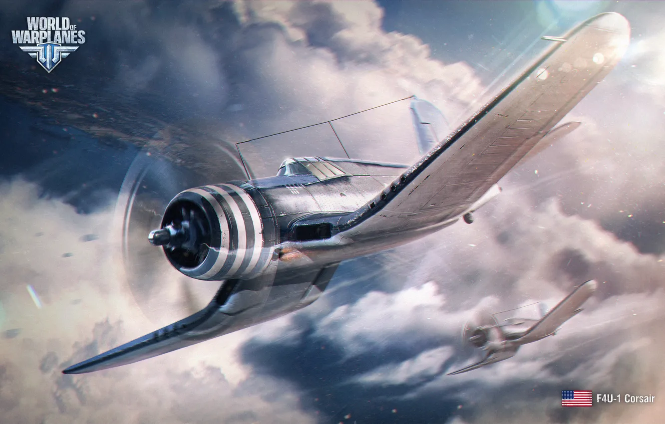 Фото обои Небо, Облака, Самолет, Истребитель, Земля, Авиация, Wargaming Net, World of Warplanes