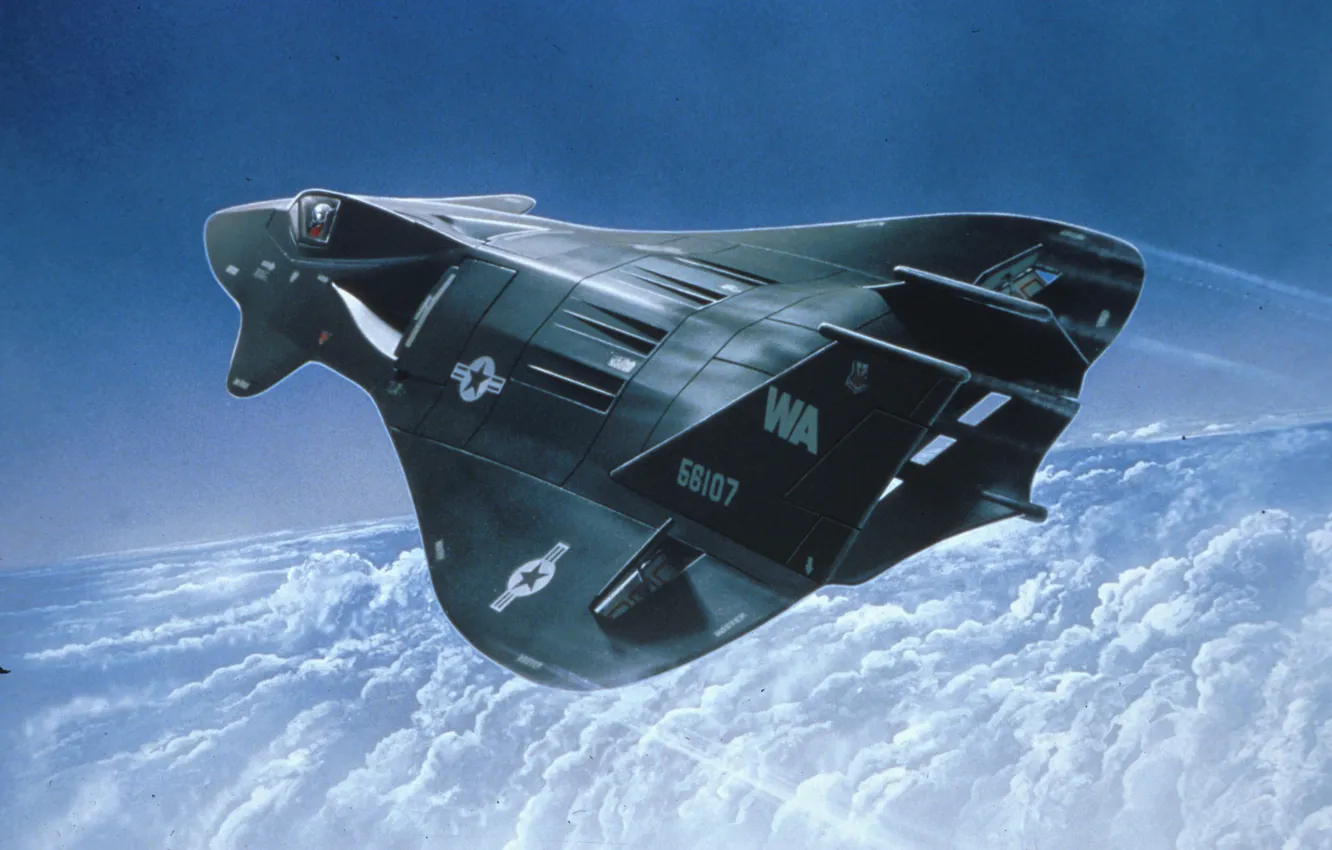 Фото обои black, sky, clouds, Stealth, plane