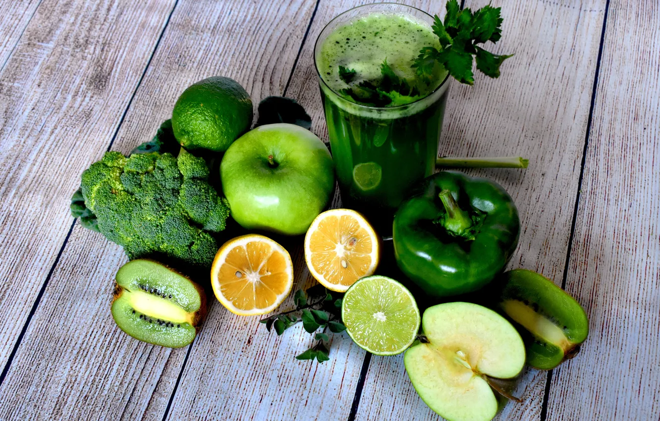 Фото обои green, fruits, vegetables, smoothie