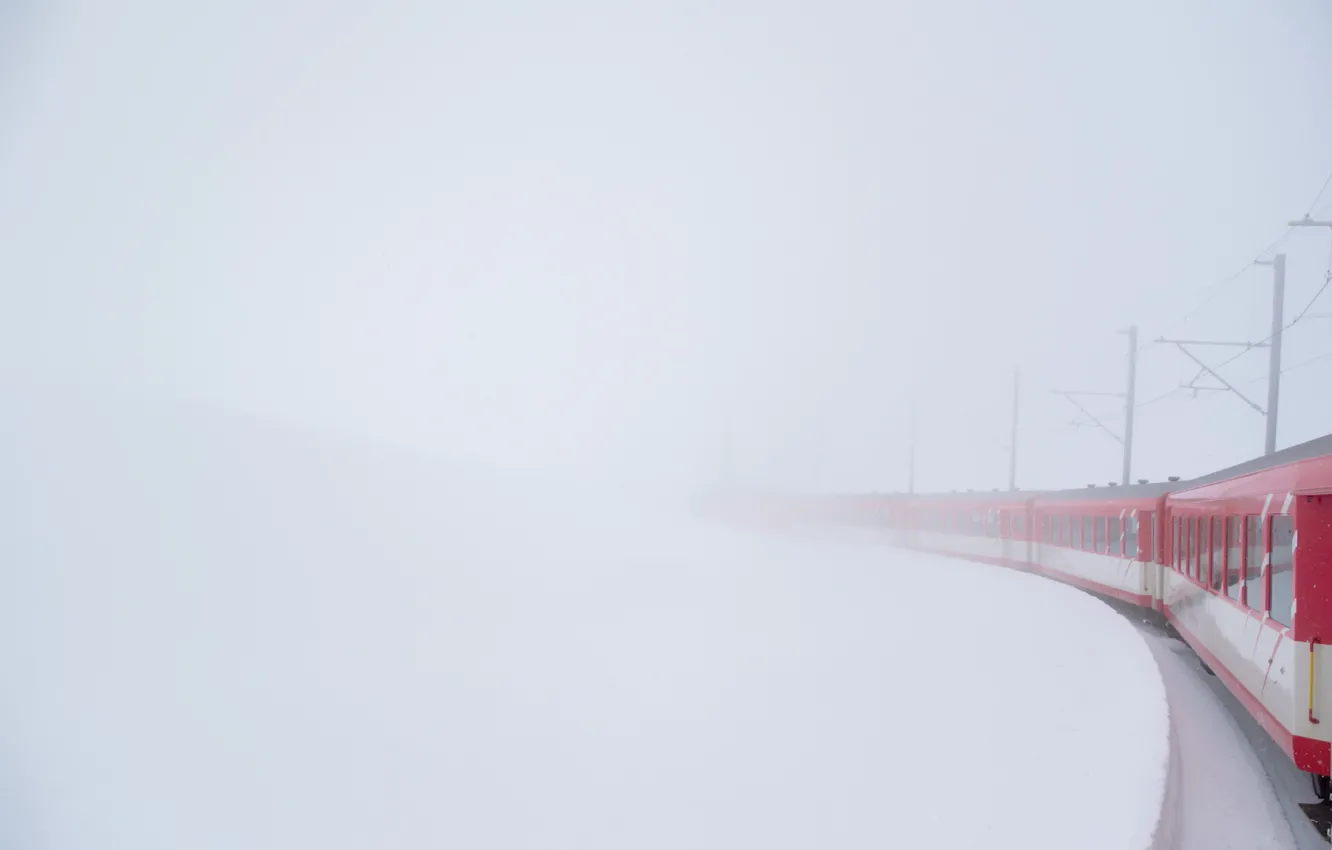 Фото обои туман, фон, поезд