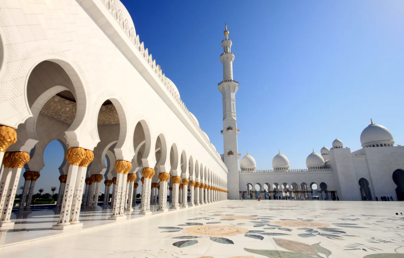 Фото обои площадь, арки, мечеть шейха зайда, grand mosque