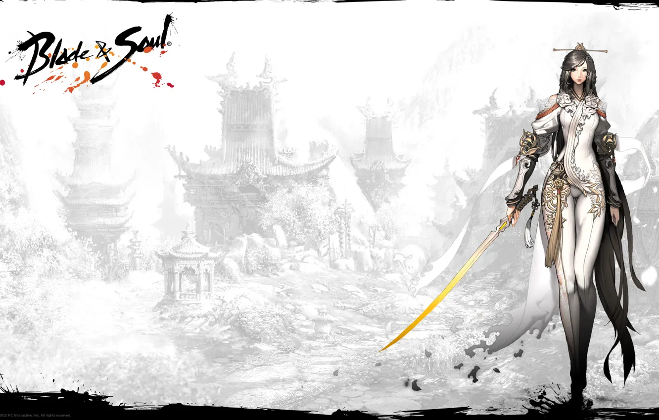 Фото обои девушка, оружие, меч, лезвие, game, душа, mmorpg, ncsoft