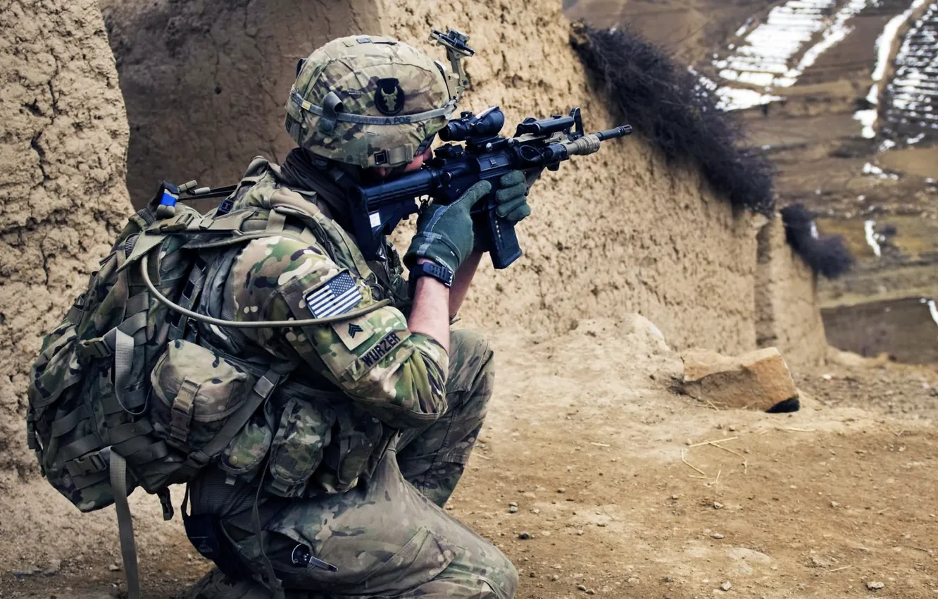 Фото обои soldier, desert, military, weapon, army, marine, Iraq