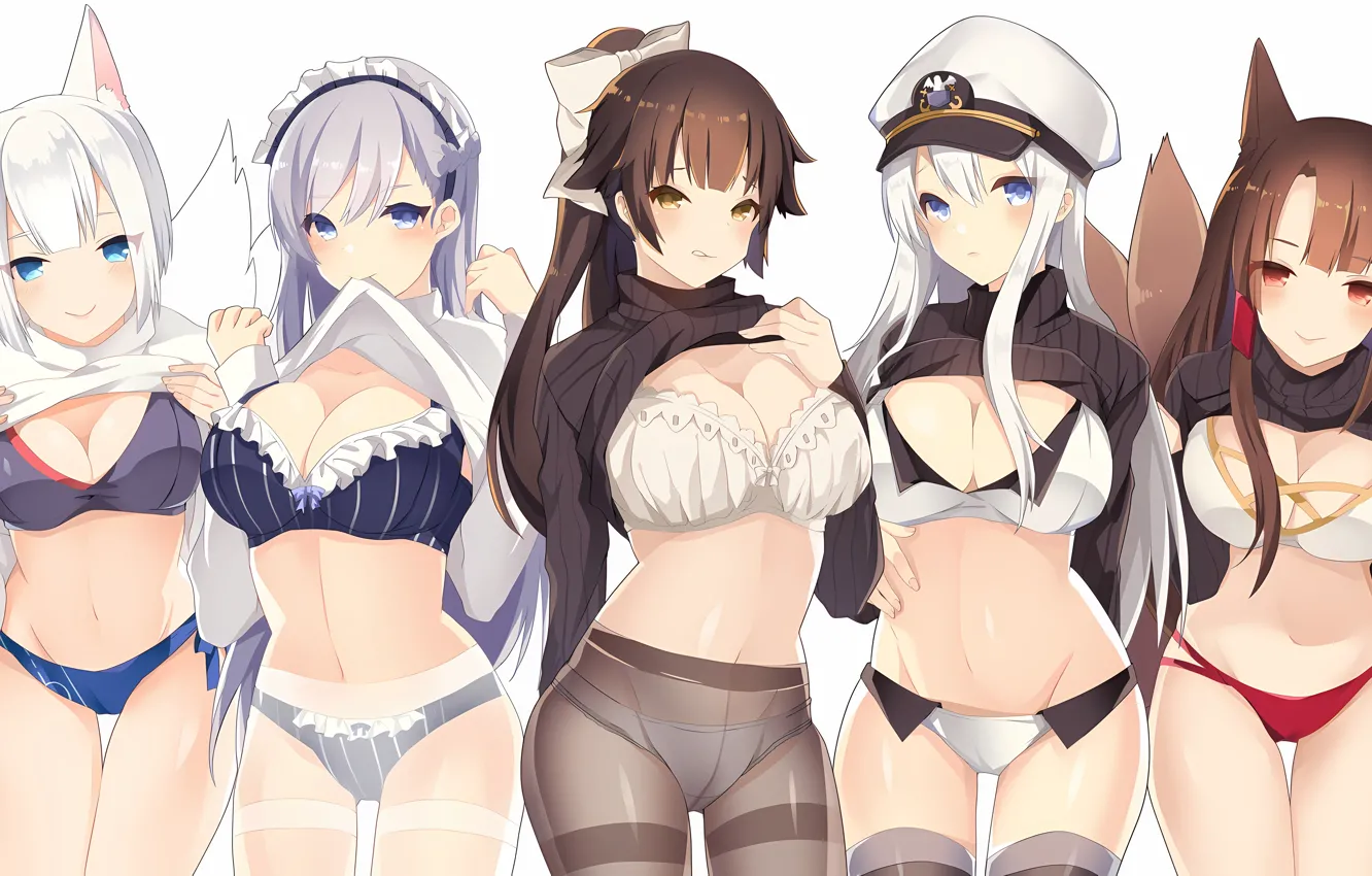 Фото обои sexy, lingerie, pantsu, bra, cleavage, Enterprise, panties, thighhighs
