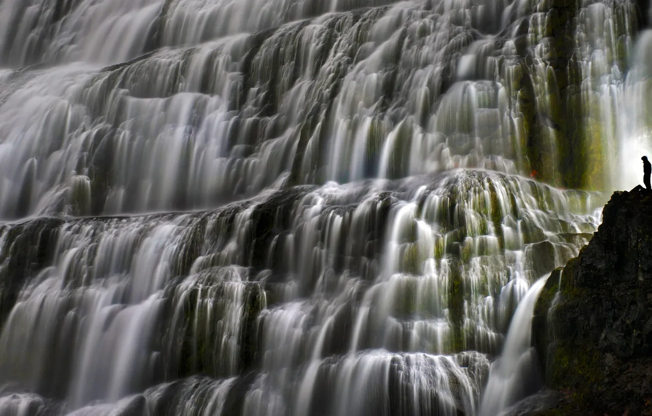 Фото обои вода, скалы, водопад, поток, Исландия, Dynjandi