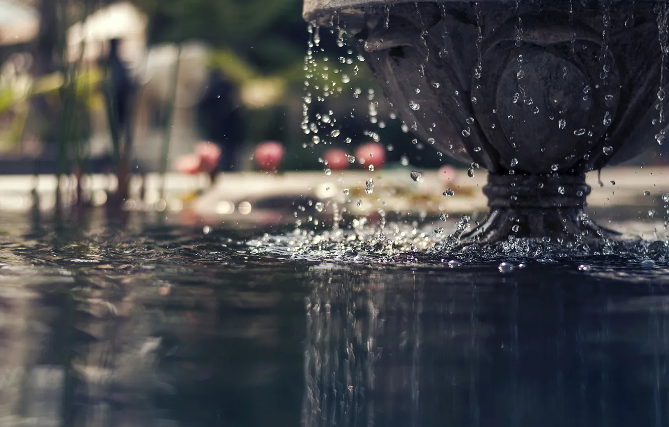 Фото обои вода, капли, макро, брызги, фонтан
