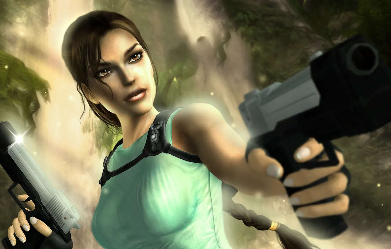 Фото обои пистолет, Tomb Raider, Lara Croft