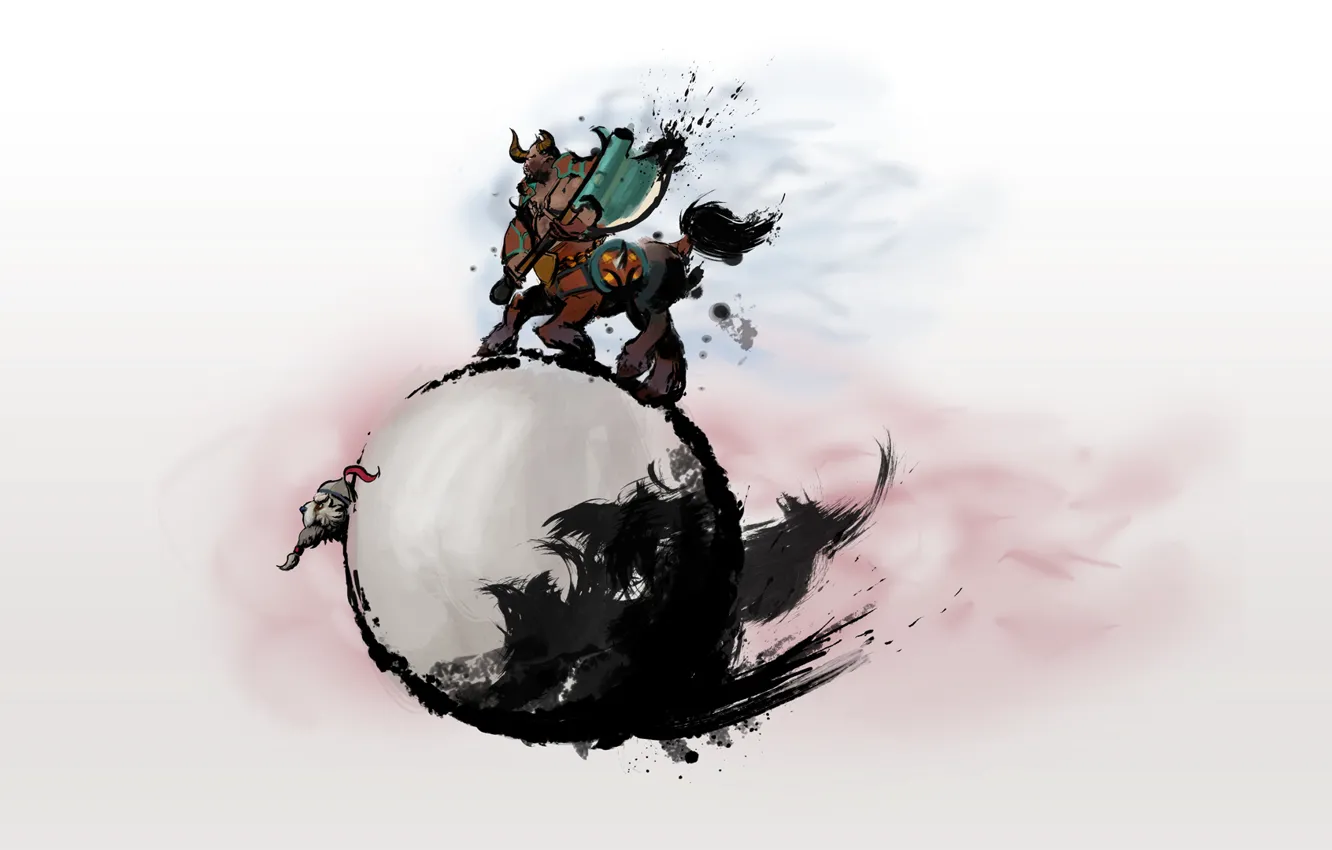 Фото обои снег, шар, арт, Dota 2, Centaur Warrunner, Tusk, sstarkm