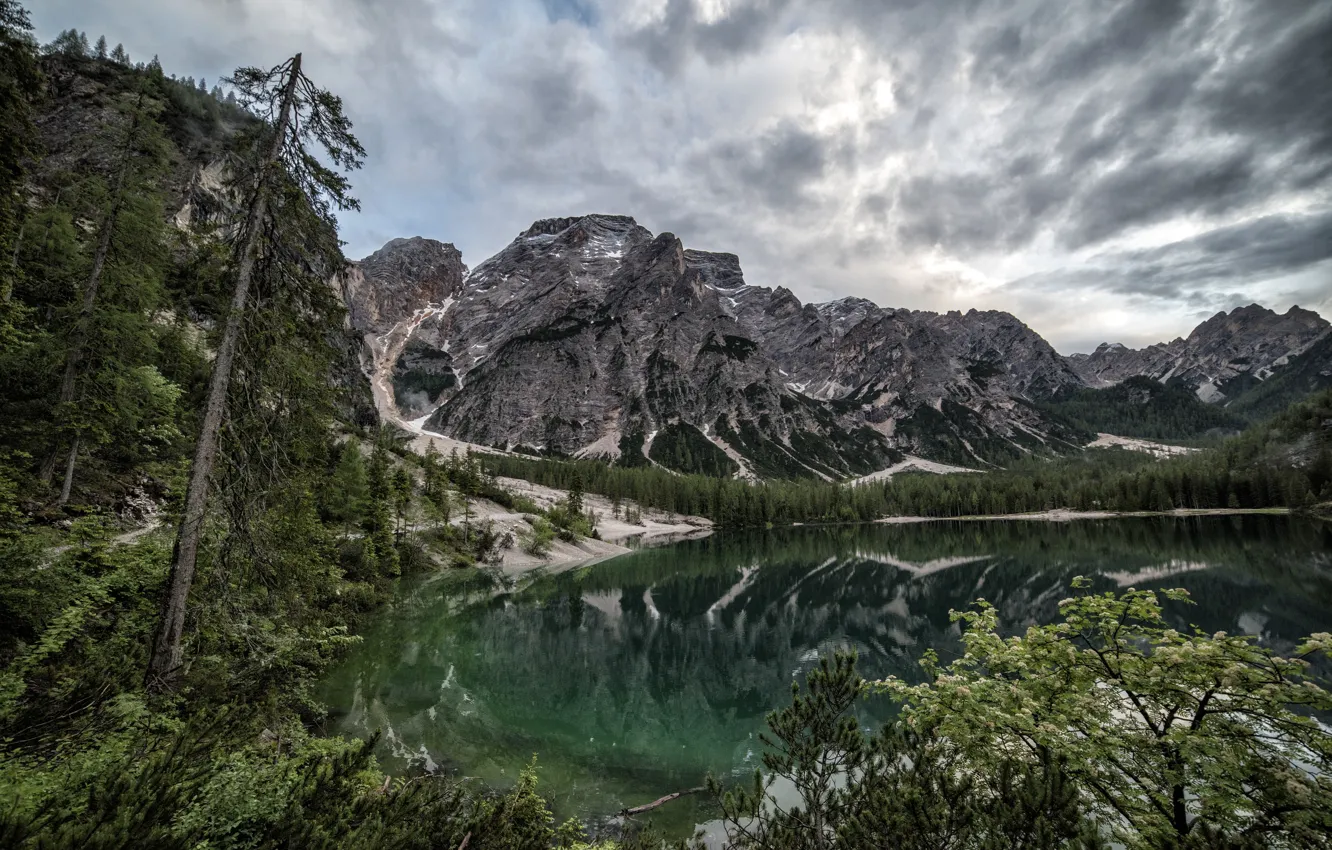 Фото обои деревья, пейзаж, горы, природа, озеро, Италия, леса, Брайес