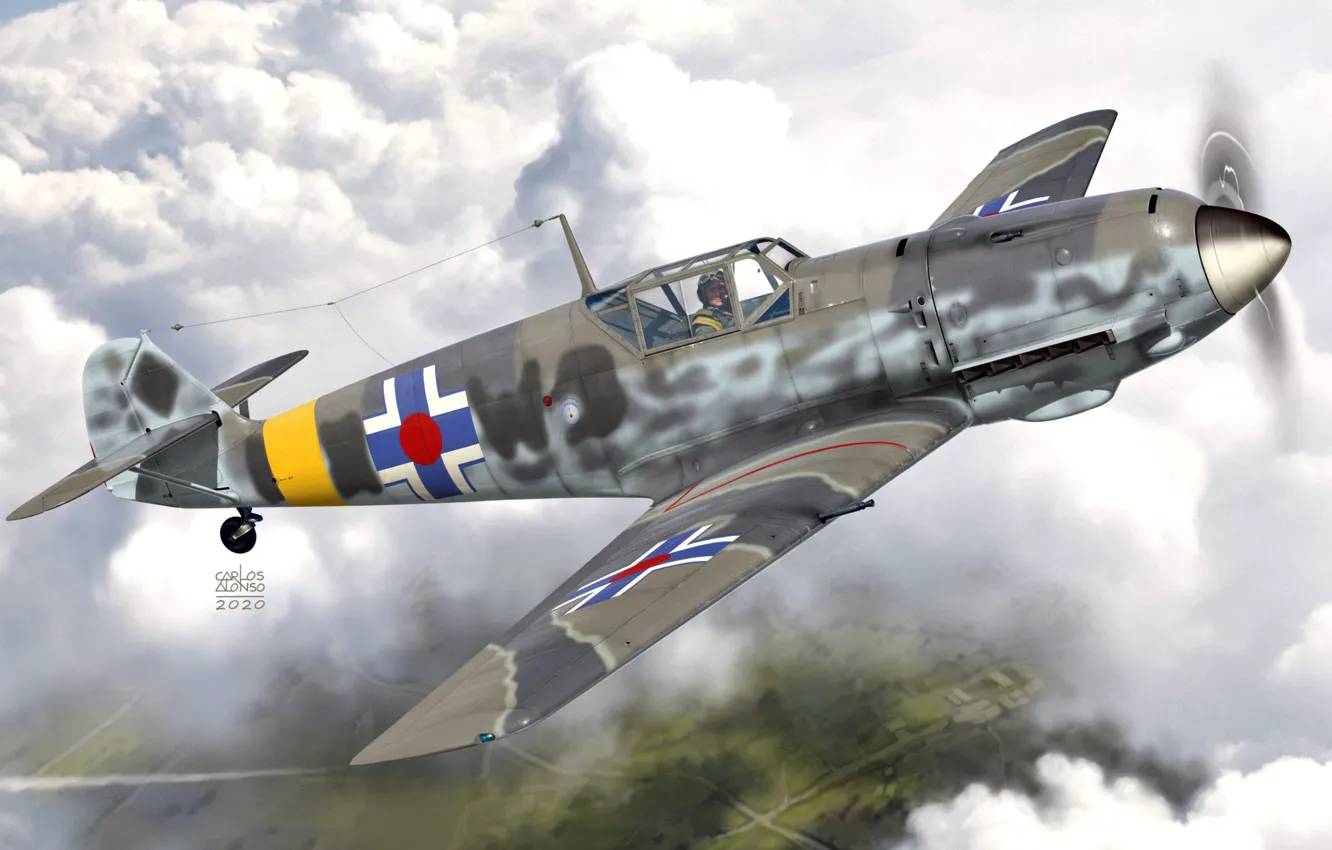 Фото обои истребитель, Messerschmitt Bf 109E-4, СЛОВАКИЯ, Carlos Alonso