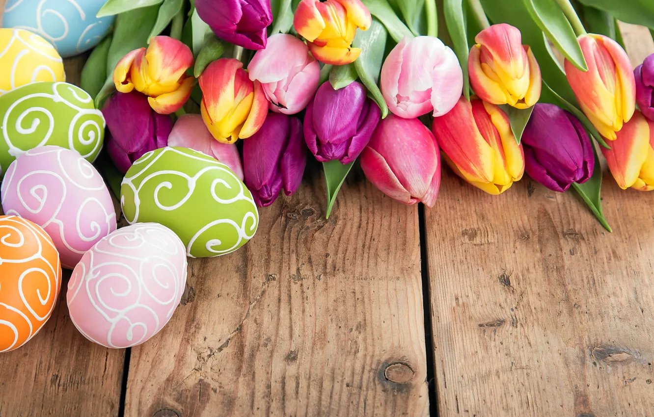 Фото обои цветы, яйца, весна, Пасха, тюльпаны, flowers, tulips, spring