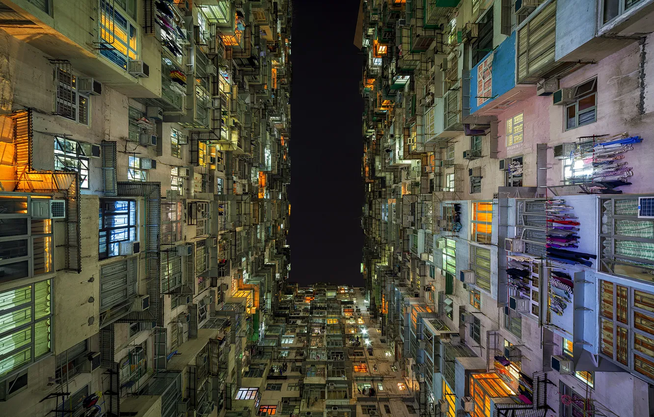 Фото обои Sky, Lights, Night, Hong Kong, Quarry Bay, Peter Stewart Photography, Peter Stewart