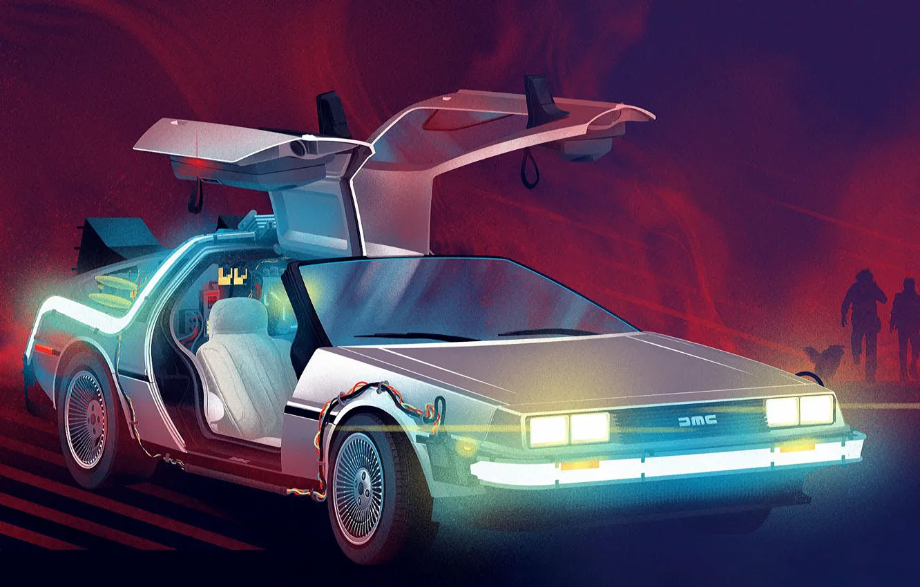 Фото обои Рисунок, Машина, DeLorean DMC-12, DeLorean, DMC-12, Фантастика, DMC, Back to the Future