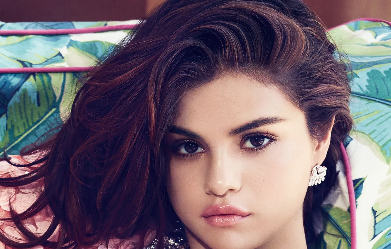 Фото обои взгляд, девушка, лицо, красота, губы, Selena Gomez