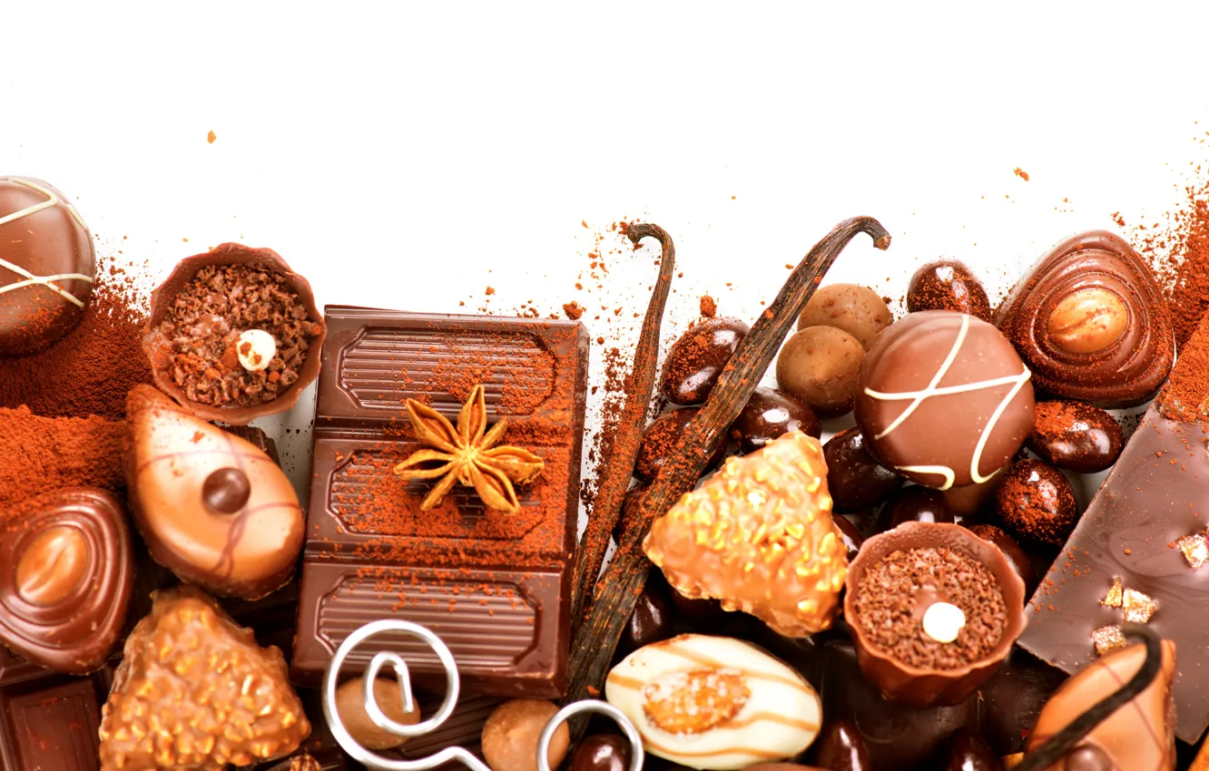Фото обои шоколад, конфеты, сладкое, chocolate, sweet, какао, candies
