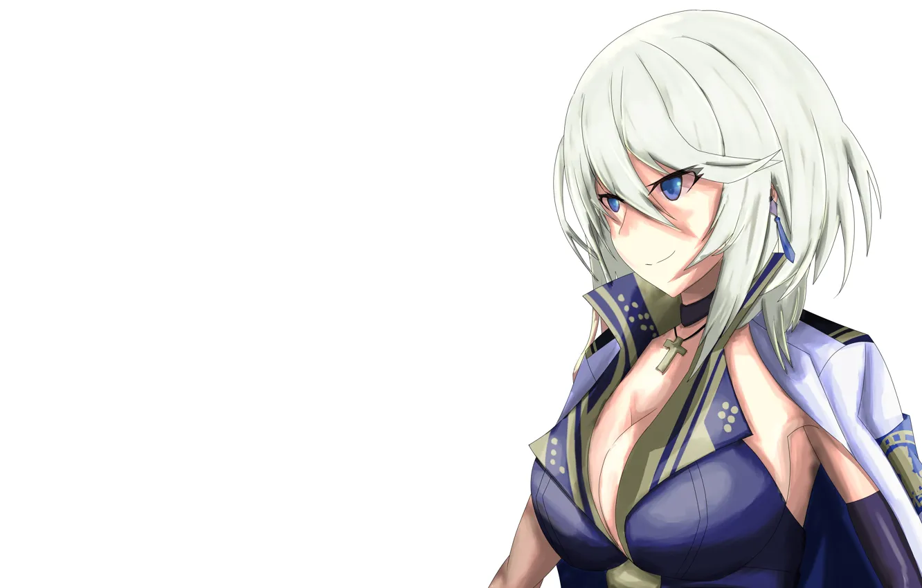 Фото обои girl, sexy, cleavage, blouse, long hair, boobs, anime, blue eyes