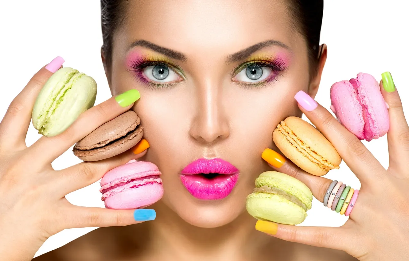 Фото обои colorful, macaroons, beauty fashion model girl