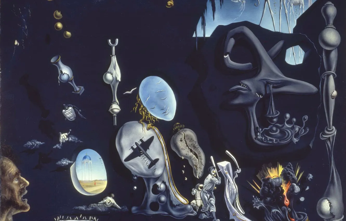 Фото обои сюрреализм, картина, Сальвадор Дали, Salvador Dali, Атомная Меланхолия