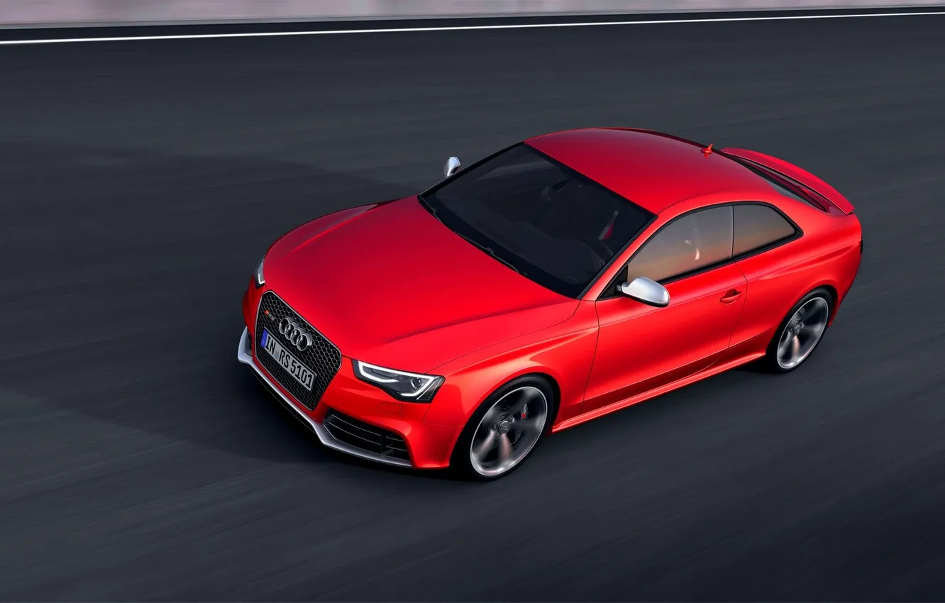 Фото обои Audi, Красный, Дорога, Капот, Red, Car, Автомобиль, RS5