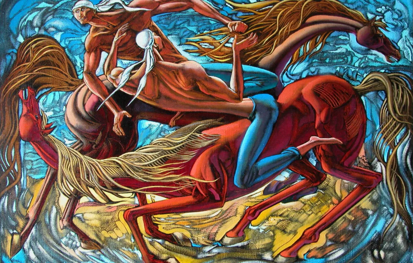 Фото обои лошади, Борьба, Айбек Бегалин, 2006г, джигиты