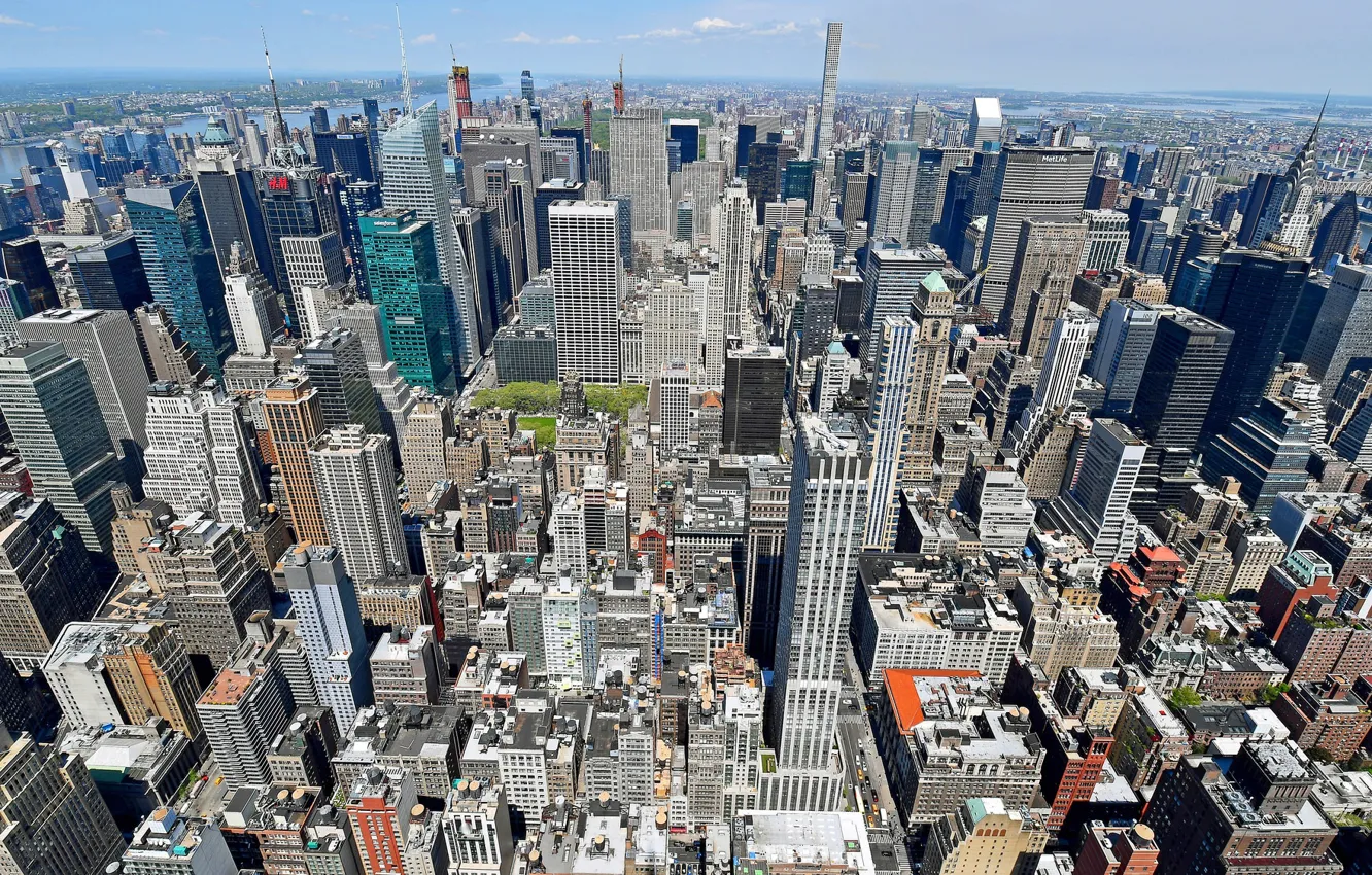 Фото обои Нью-Йорк, США, небоскрёбы, мегаполис, New York, NYC