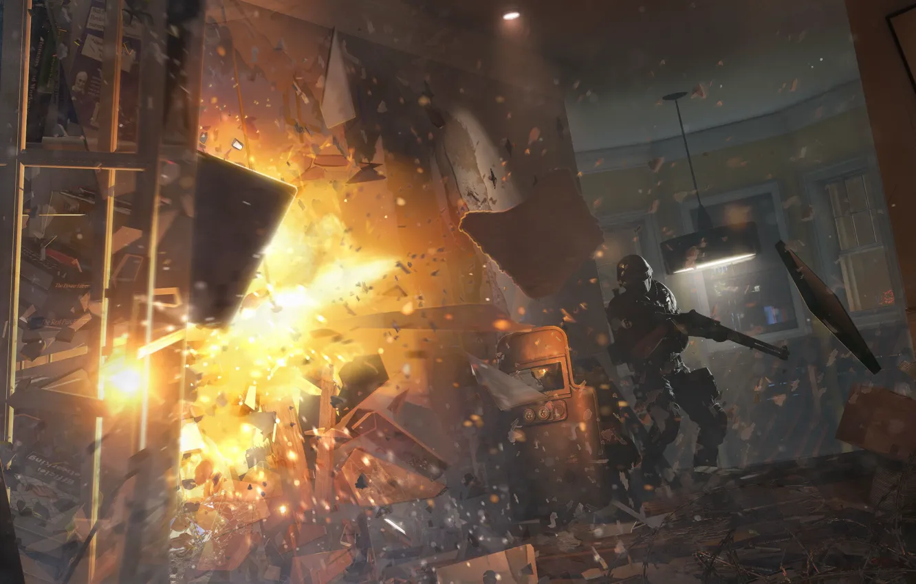Фото обои щит, дробовик, спецназ, Rainbow six: Siege