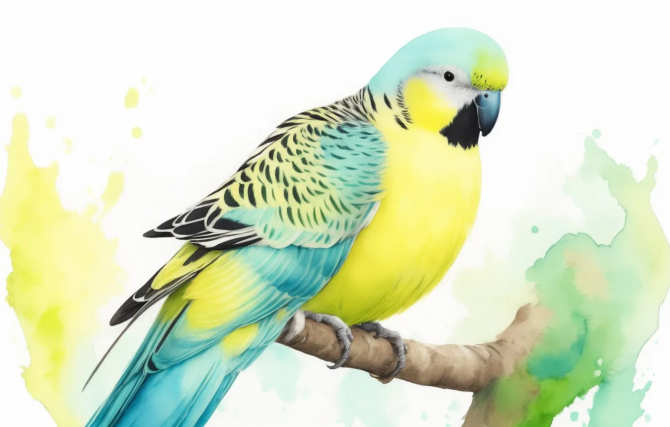 Фото обои птицы, птица, рисунок, акварель, попугай, попугаи, bird, parrot