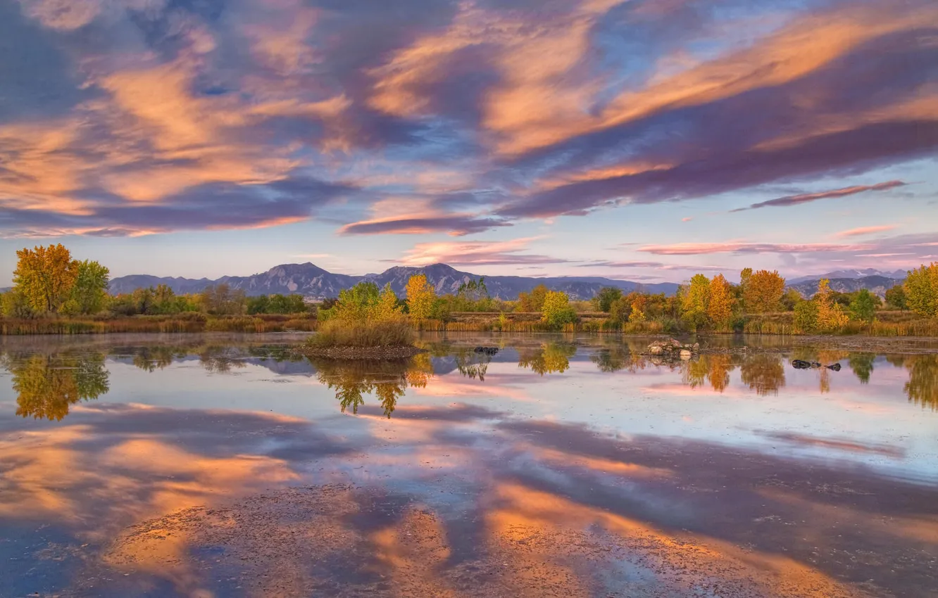 Фото обои осень, лес, пейзаж, горы, природа, озеро