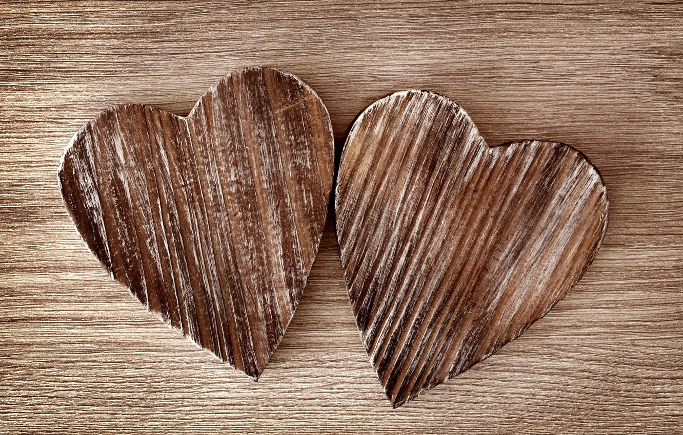 Фото обои дерево, сердца, сердечки, деревянные