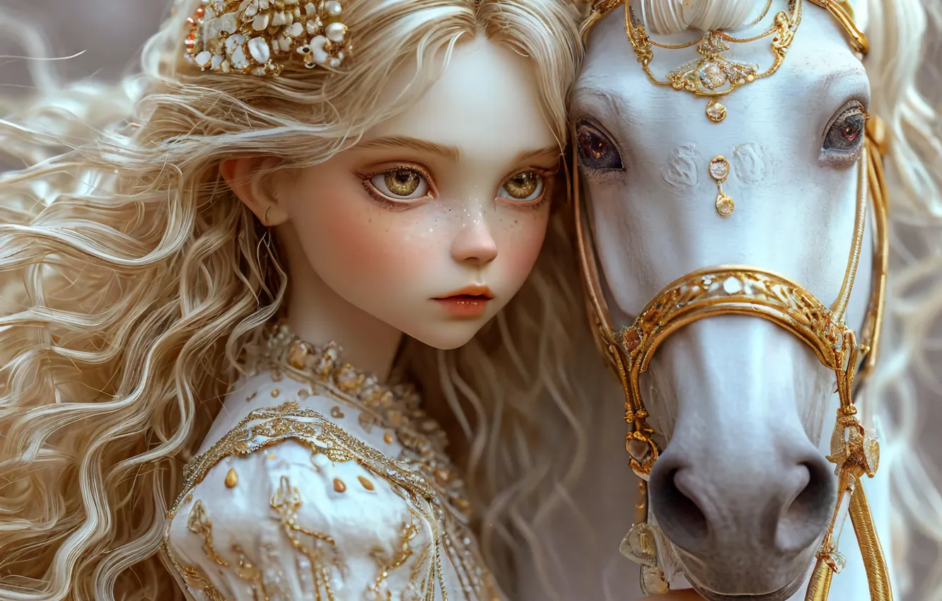 Фото обои девушка, лошадь, блондинка, Девушка с лошадью